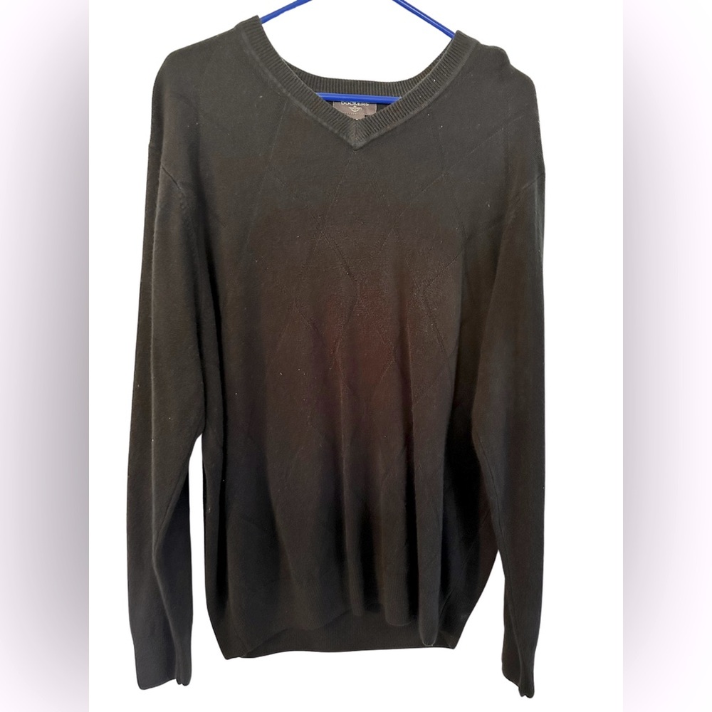 Black argyle sweater